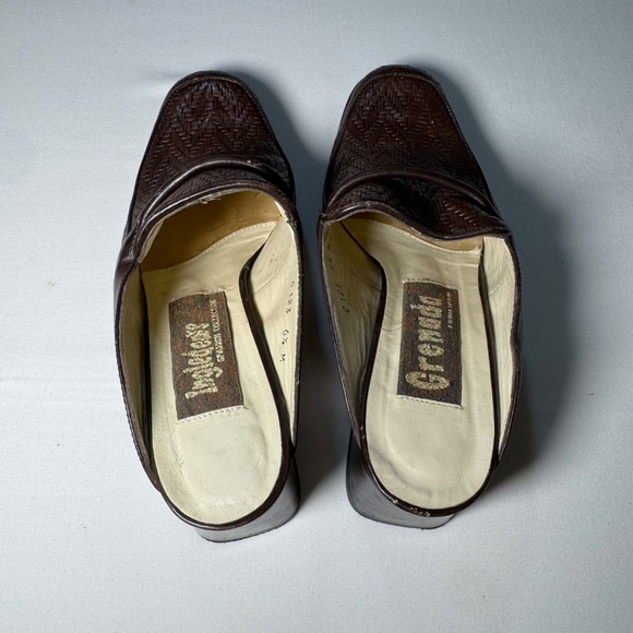 Ingledews Spain Women Brown Leather Woven Block Heel Mule 6 6.5 Preppy Academia - Picture 8 of 9